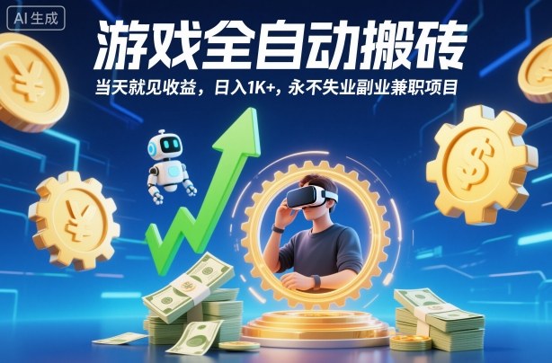 游戏全自动搬砖,当天就见收益,日入1K+,永不失业副业兼职项目【揭秘】-一支黑兰州
