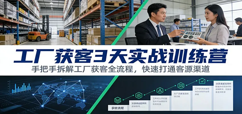 工厂获客3天实战训练营：手把手拆解工厂获客全流程，快速打通客源渠道-一支黑兰州
