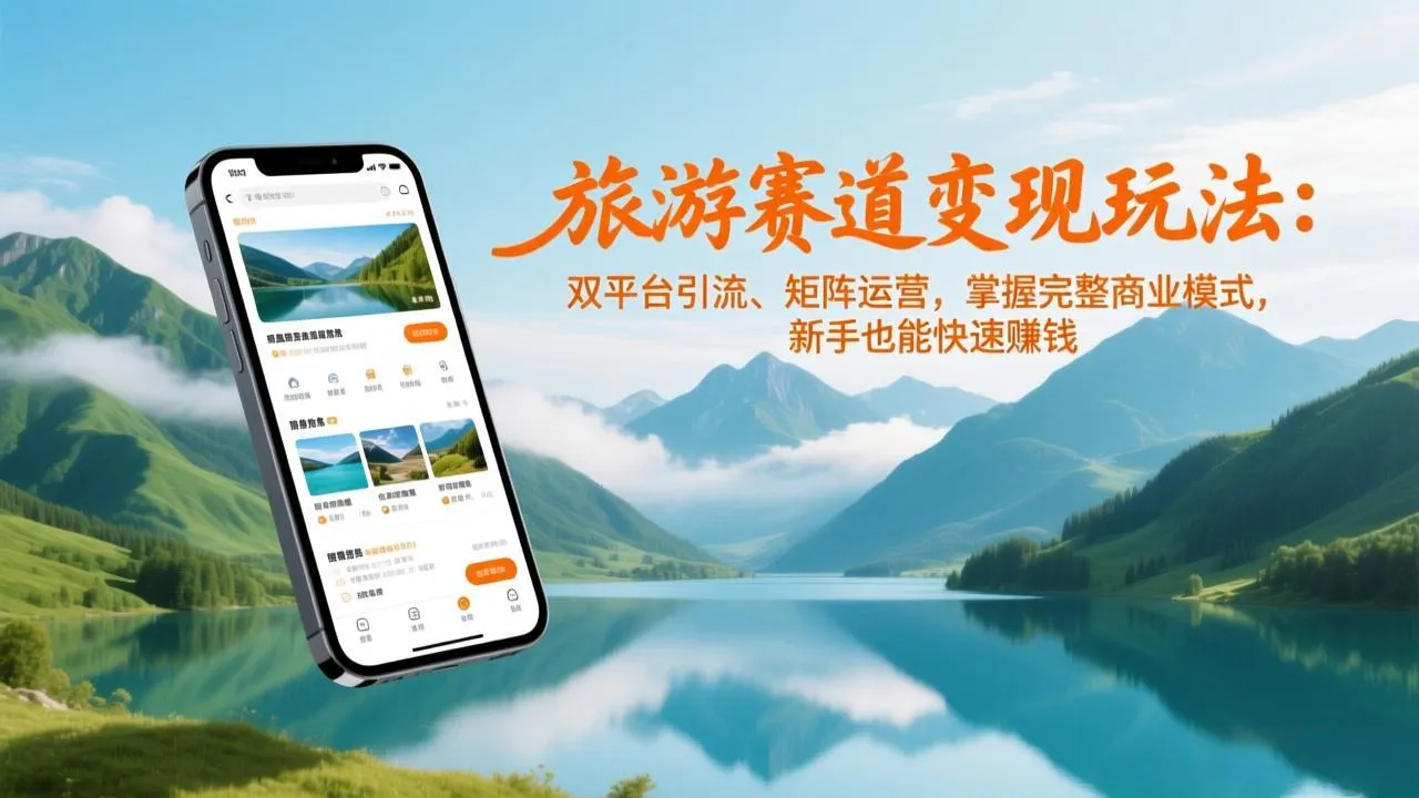 旅游赛道变现玩法：双平台引流、矩阵运营，掌握完整商业模式，新手也能快速赚钱-一支黑兰州