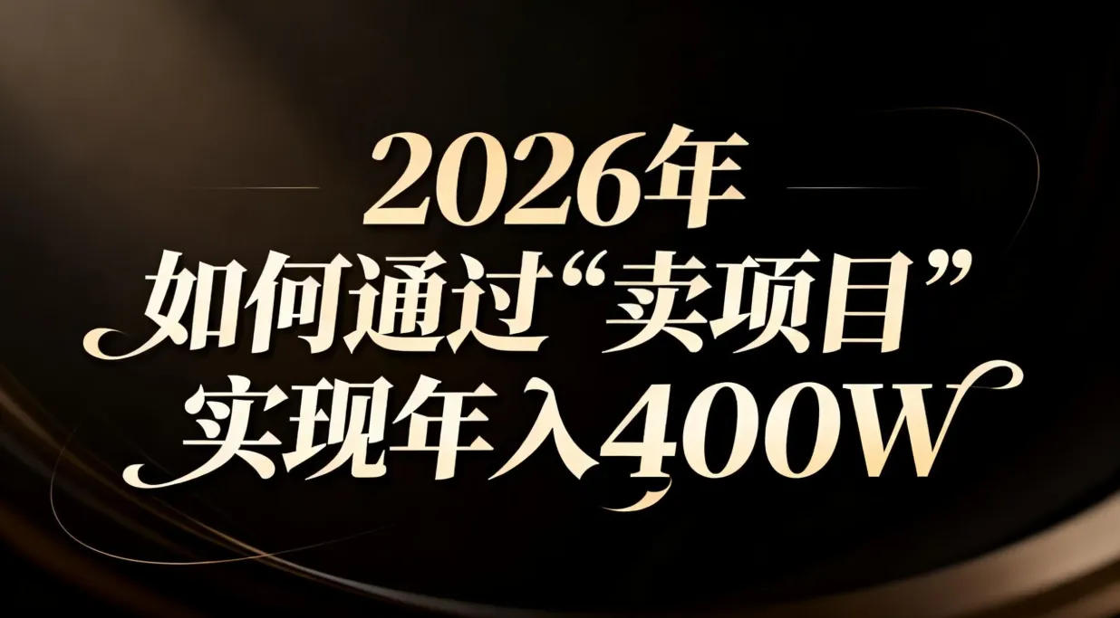 2026年如何通过“卖项目”实现年入百万-一支黑兰州