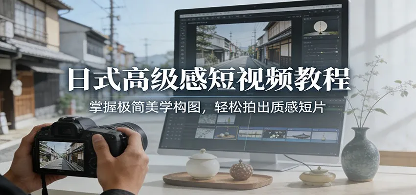 日式高级感短视频教程：掌握极简美学构图，轻松拍出质感短片-一支黑兰州