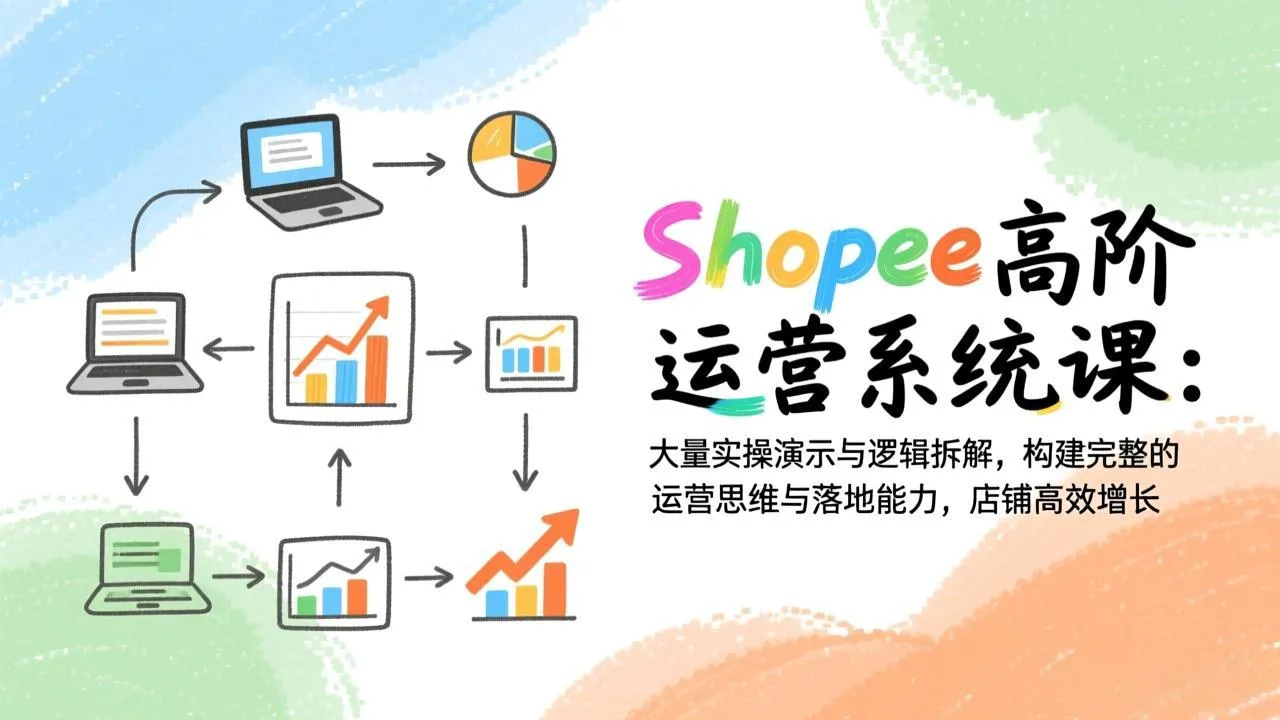 Shopee高阶运营系统课：大量实操演示与逻辑拆解，构建完整的运营思维与落地能力，店铺高效增长-一支黑兰州