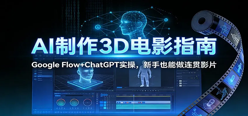 AI制作3D电影指南：Google Flow+ChatGPT实操，新手也能做连贯影片-一支黑兰州
