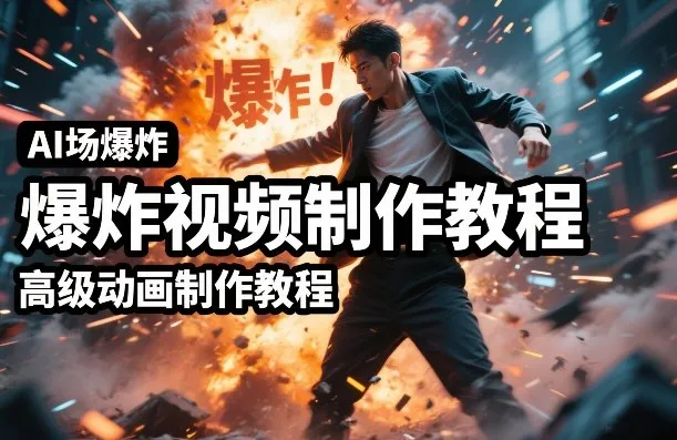 AI场景爆炸视频制作教程,利用人物实拍视频制作出高级的动画特效-一支黑兰州
