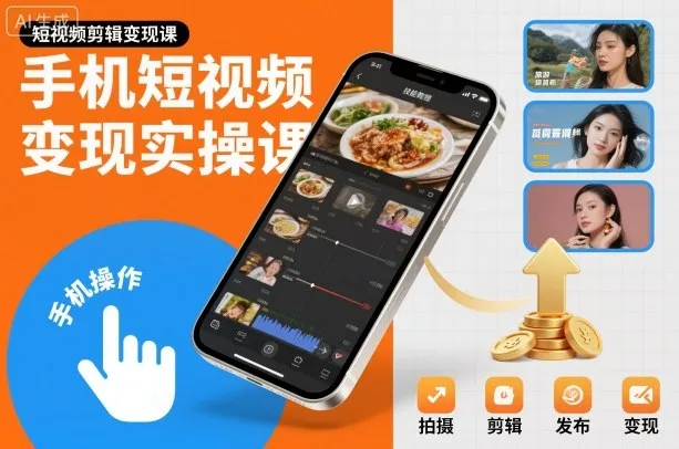 手机短视频变现实操课，短视频剪辑变现课-一支黑兰州