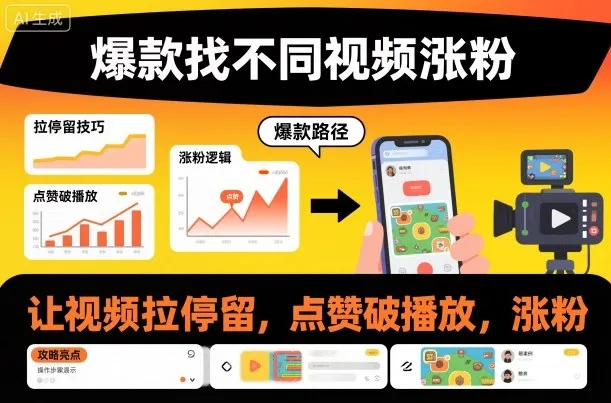 爆款找不同视频涨粉,让视频拉停留,实现点赞,破播放,涨粉-一支黑兰州