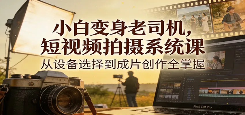小白变身老司机，短视频拍摄系统课，从设备选择到成片创作全掌握-一支黑兰州