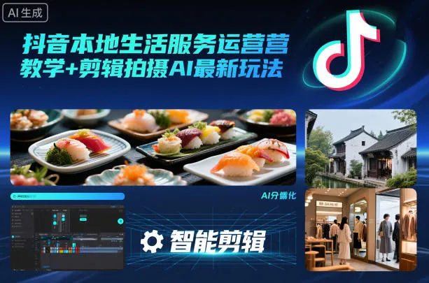 抖音本地生活服务运营教学+剪辑拍摄AI最新玩法-一支黑兰州