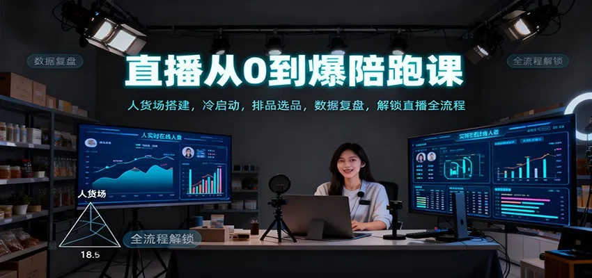 直播从0到爆陪跑课：人货场搭建，冷启动，排品选品，数据复盘，解锁直播全流程-一支黑兰州