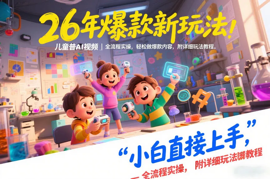 26年爆款新玩法，儿童科普AI视频，全流程实操，轻松做爆款内容，小白直接上手，附详细玩法教程-一支黑兰州
