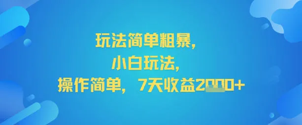 玩法简单粗暴，小白玩法，操作简单，7天收益2k+-一支黑兰州