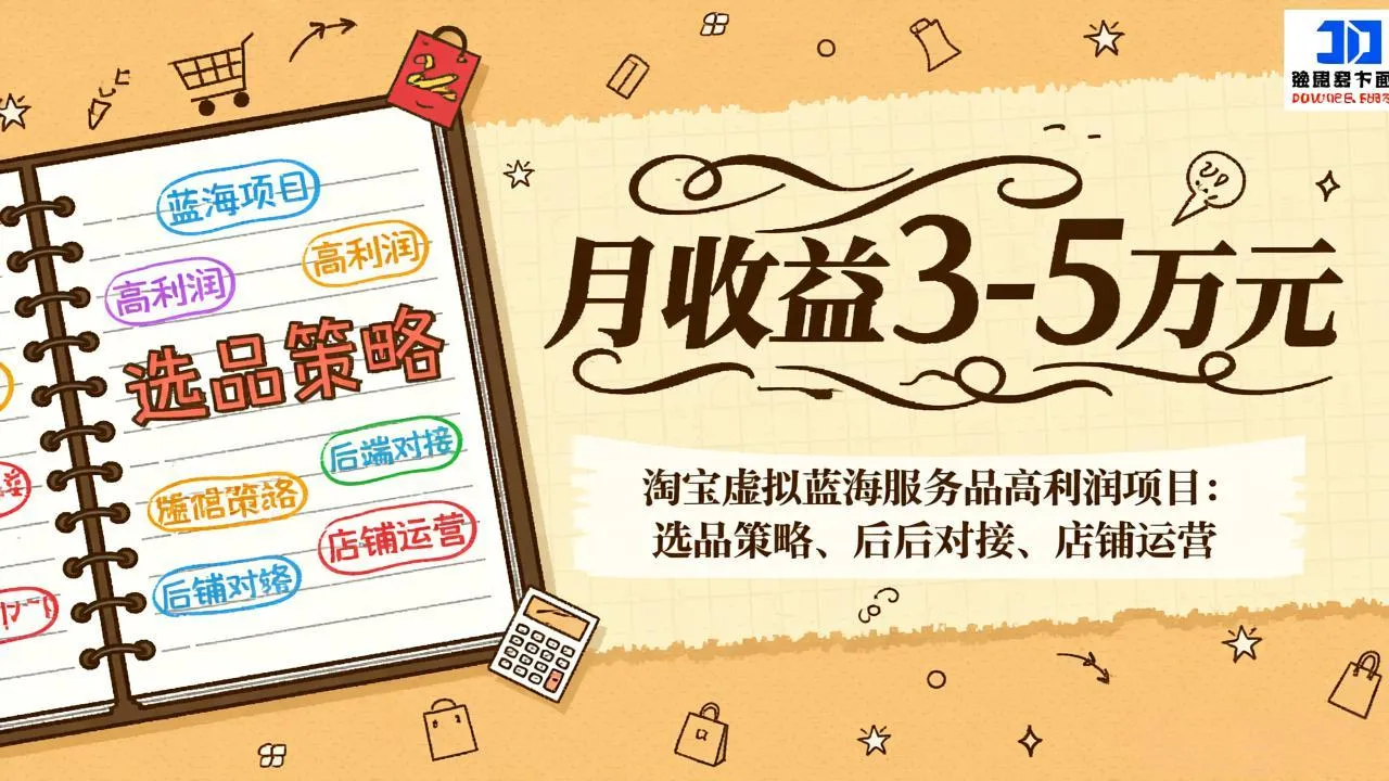 淘宝虚拟蓝海服务品高利润项目:选品策略、后端对接、店铺运营,月收益可达3-5万元-一支黑兰州