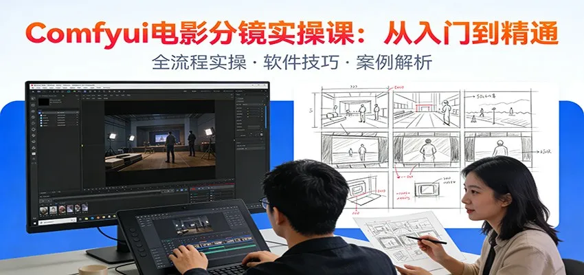 ComfyUI电影分镜实操课：分镜一致性，全流程AI视频制作，零基础也能做专业分镜-一支黑兰州
