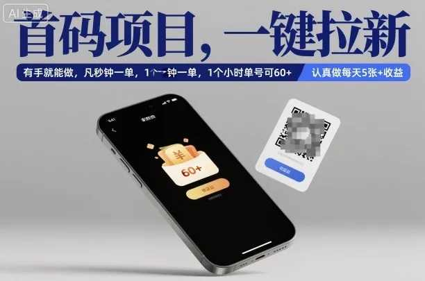 首码项目，一键拉新，有手就能做，几秒钟一单，1个小时单号可60+，认真做每天5张+收益【揭秘】-一支黑兰州