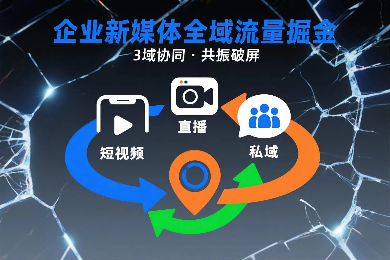 短视频全域商业模式,企业新媒体全域流量掘金,3域协同,共振破屏,短视频-直播-私域-地域-一支黑兰州