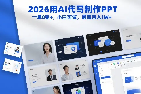 2026用AI代写制作PPT，一单8张+，小白可做，最高月入1W+-一支黑兰州