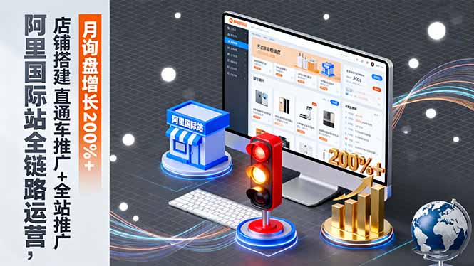 阿里国际站全链路运营，店铺搭建+直通车推广+全站推广，月询盘增长200%+-一支黑兰州