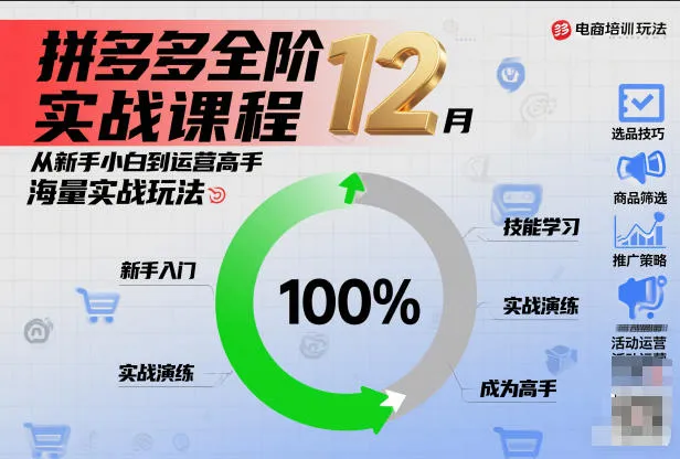 拼多多全阶实战课程12月，从新手小白到运营高手，海量实战玩法-一支黑兰州