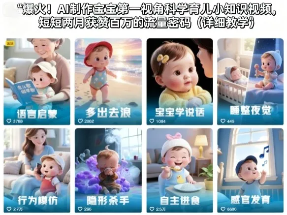 爆火！AI制作宝宝第一视角科学育儿小知识视频，短短两月获赞百万的流量密码（详细教学）-一支黑兰州