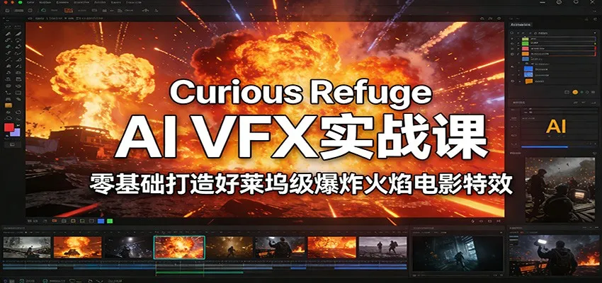 Curious Refuge AI VFX实战课，零基础打造好莱坞级爆炸火焰电影特效-一支黑兰州