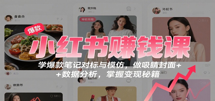 小红书赚钱课:学爆款笔记对标与模仿,做吸睛封面 + 数据分析,掌握变现秘籍-一支黑兰州