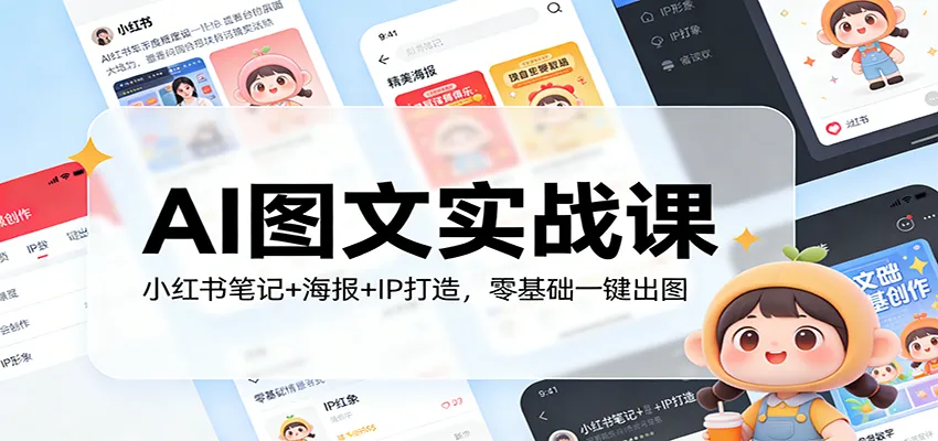 AI图文实战课:小红书笔记+海报+IP打造,零基础一键出图-一支黑兰州