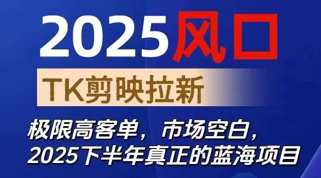 2025风口TK剪映capcut拉新项目，极限高客单，市场空白，2025下半年真正的蓝海项目-一支黑兰州