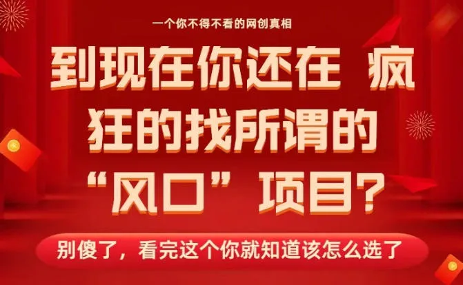 马上26年了，你还在找所谓的风口项目？别傻了，看完这个你全都懂了！【揭秘】-一支黑兰州