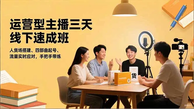 运营型主播三天线下班，人货场搭建,四部曲起号,流量实时应对，手把手带练-一支黑兰州