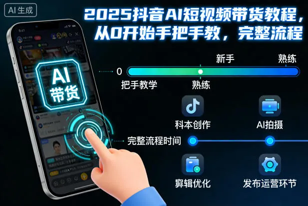 2025抖音AI短视频带货教程，从0开始手把手教，完整流程-一支黑兰州