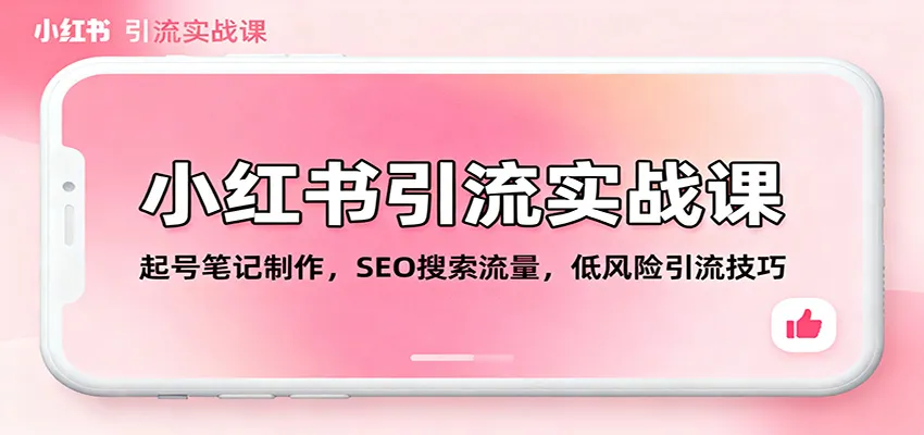小红书引流实战课：起号笔记制作，SEO搜索流量，低风险引流技巧-一支黑兰州