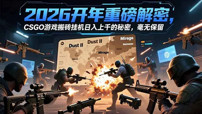 2026开年重磅解密，CSGO游戏搬砖挂机日入上千的秘密，毫无保留-一支黑兰州