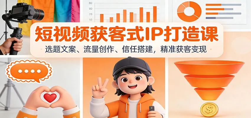 短视频获客式IP打造课：选题文案、流量创作、信任搭建，精准获客变现-一支黑兰州