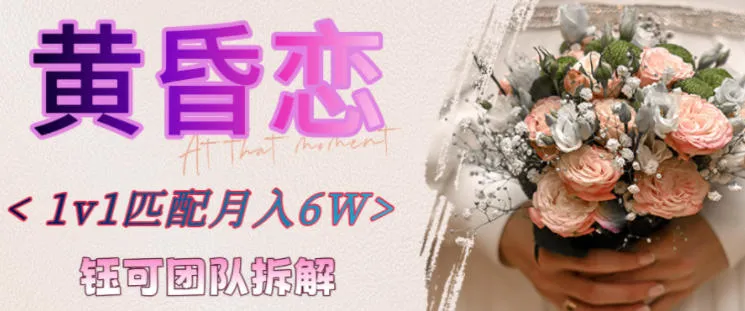 副业拆解：黄昏恋1对1匹配月入6个，潜力巨大-一支黑兰州