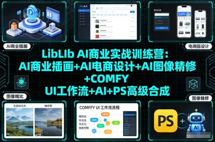 LibLIb AI商业实战训练营：AI商业插画+AI电商设计+AI图像精修+COMFY UI工作流+AI+PS高级合成-一支黑兰州