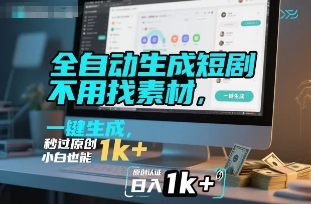 全自动生成短剧,不用找素材,不用剪辑,一键生成,秒过原创,小白也能轻松日入1k+【揭秘】-一支黑兰州