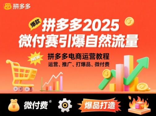 拼多多2025微付费引爆自然流量，拼多多电商运营教程，运营、推广、打爆品、微付费（更新）-一支黑兰州