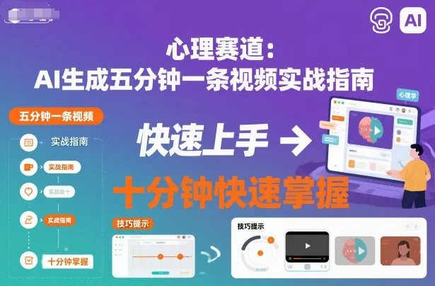 心理赛道：AI生成五分钟一条视频实战指南，十分钟快速掌握-一支黑兰州