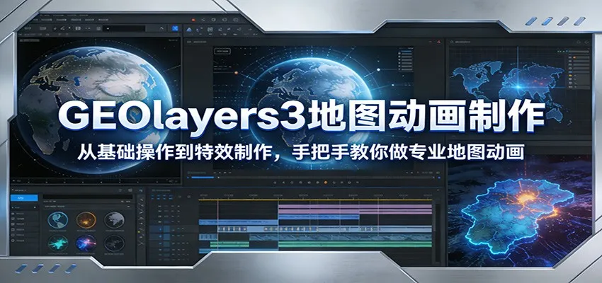 GEOlayers3地图动画制作：从基础操作到特效制作，手把手教你做专业地图动画-一支黑兰州