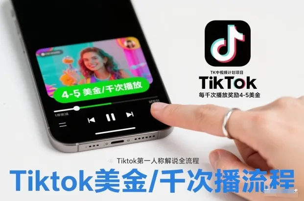 TK中视频计划项目，Tiktok第一人称解说流程，每干次播放奖励4-5美金-一支黑兰州