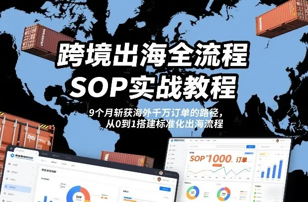跨境出海全流程全盘托出SOP实战教程，9个月斩获海外千万订单的路径，从0到1搭建标准化出海流程-一支黑兰州