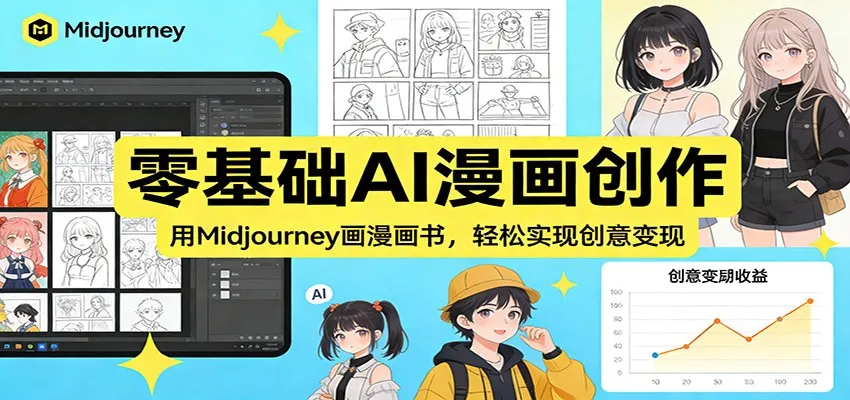 零基础AI漫画创作：用Midjourney画漫画书，轻松实现创意变现-一支黑兰州