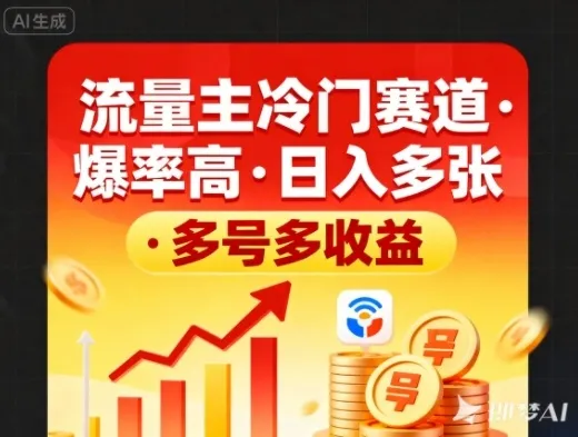 流量主冷门赛道,爆率高,日入多张,多号多收益-一支黑兰州