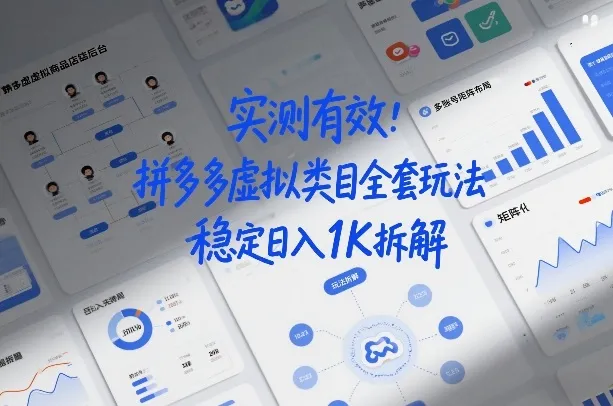 实测有效：拼多多虚拟类目全套玩法，矩阵化布局，稳定日入1K拆解【揭秘】-一支黑兰州