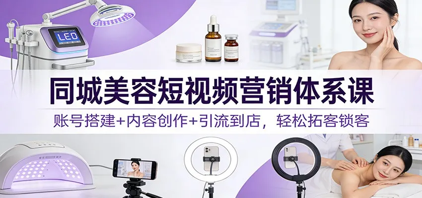 同城美容短视频营销体系课:账号搭建+内容创作+引流到店,轻松拓客锁客-一支黑兰州
