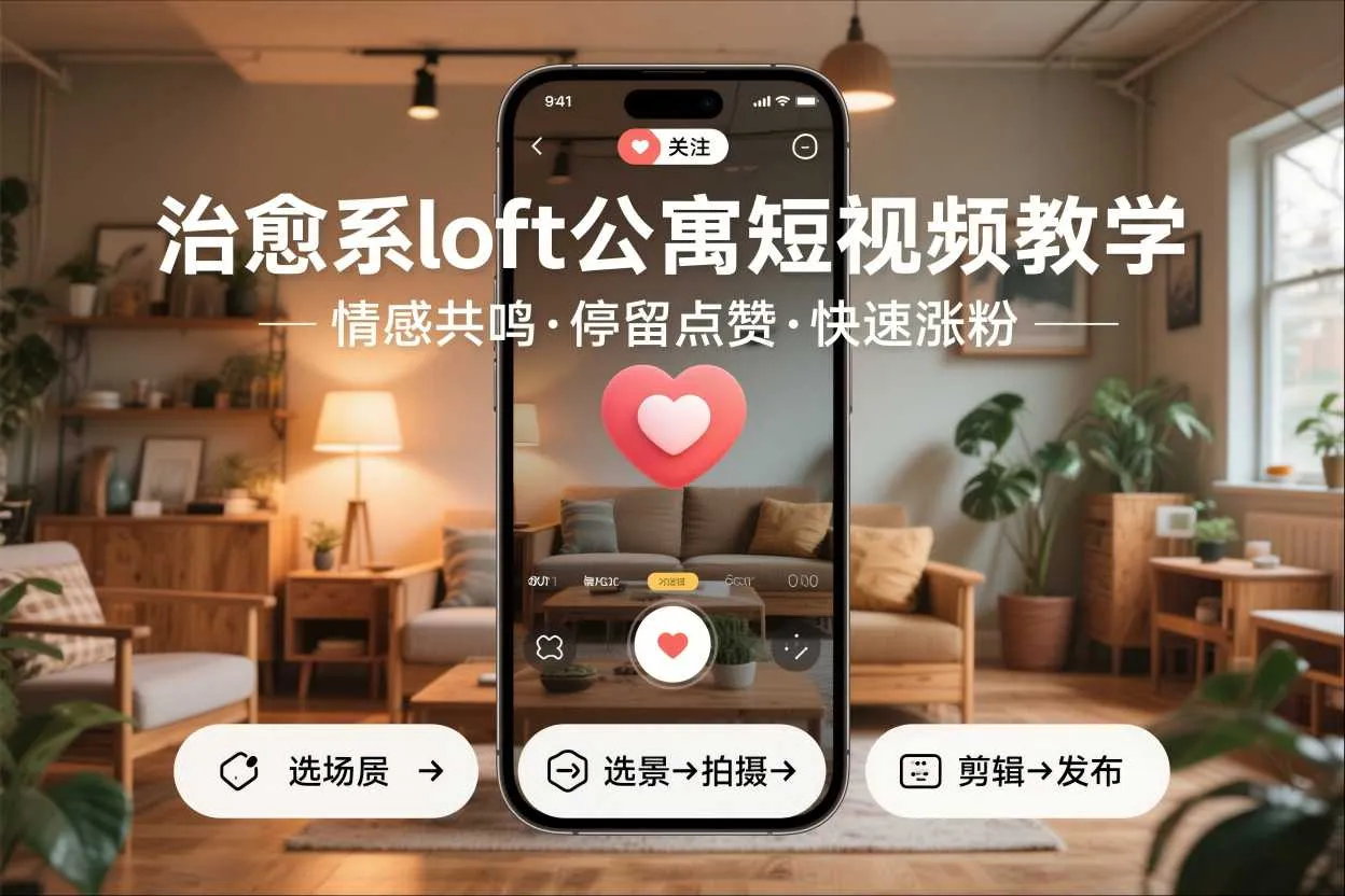 治愈系loft公寓短视频制作教学，情感共鸣引停留点赞关注，快速起号涨粉-一支黑兰州