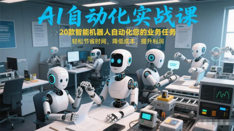AI自动化实战课：20款智能机器人自动化您的业务任务，轻松节省时间，降低成本，提升利润-一支黑兰州