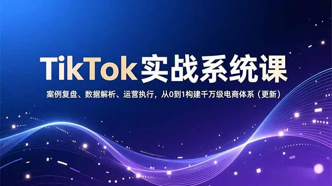 TikTok实战系统课，案例复盘、数据解析、运营执行，从0到1构建千万级电商体系(更新-一支黑兰州