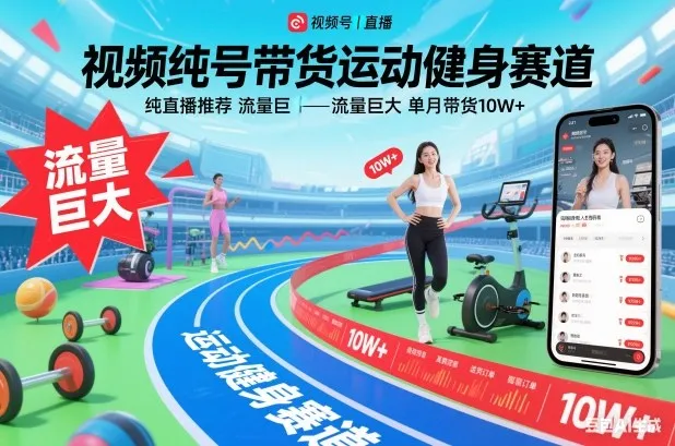视频号带货运动健身赛道,纯直播推荐,流量巨大,单月带货10W+-一支黑兰州