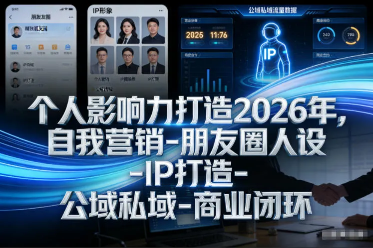 个人影响力打造2026年，自我营销-朋友圈人设-IP打造-公域私域-商业闭环-一支黑兰州